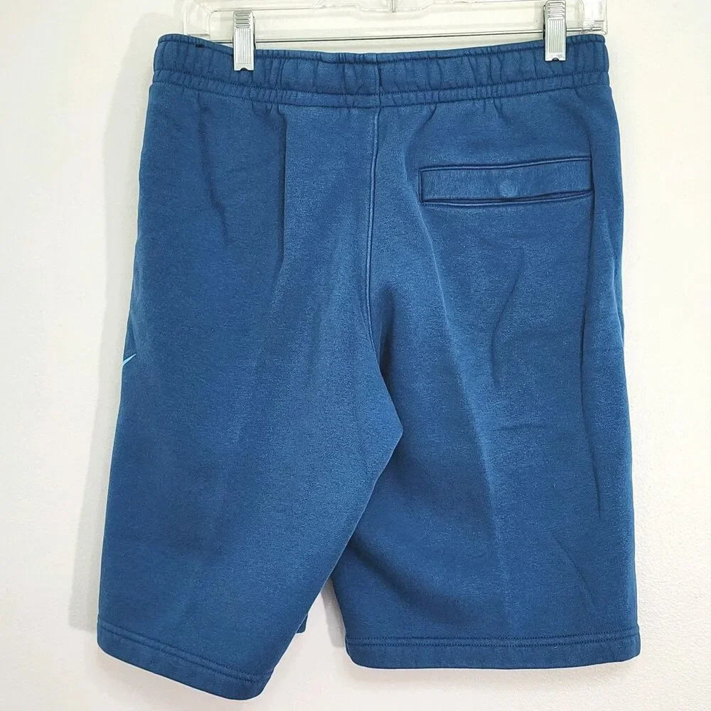 Nike Mens Swoosh Fleece lined Shorts Standard Fit Knee Length Blue Size Small